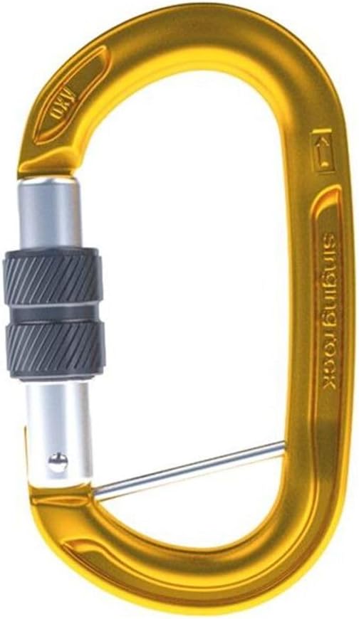 Singing Rock Oxy Captive Bar Carabiner, Screw Gate, Gold