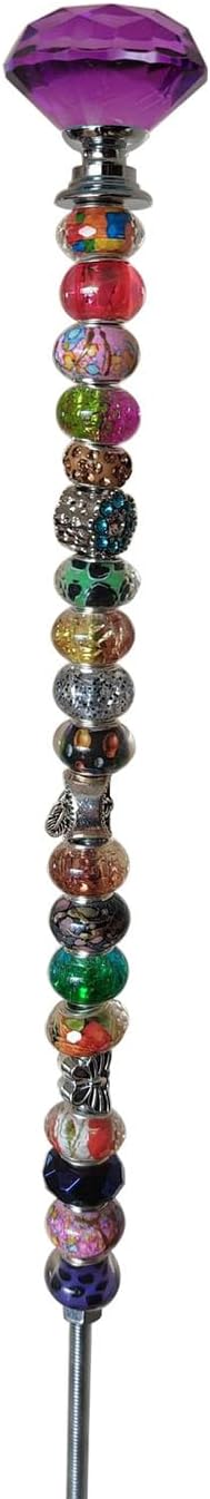 Beaded Garden Decor, Glass Diamond Bead Beaded Stakes Fairy Wands Garden with Diamond Top for Outdoor Decor (Purple)