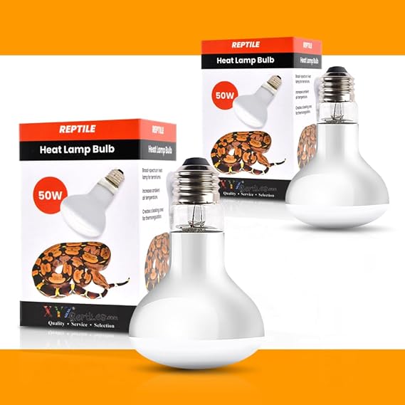 XYZReptiles UVA Reptile Heat Lamp 50 Watt Bulb Basking Light (2 Pack Bulbs)