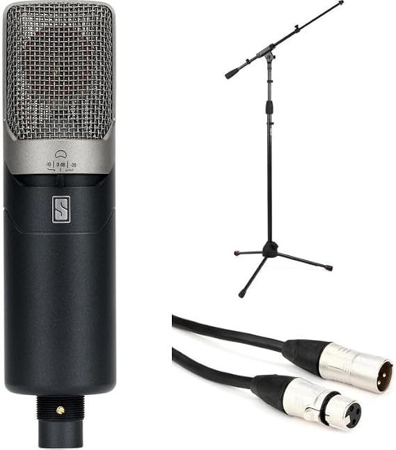 Slate Digital VMS ML-1A Large-Diaphragm Condenser Modeling Microphone Bundle with Adjustable Stand, XLR Cable, and Plug-in Software for Studio Recording, Vocals, and Instrument Tracking