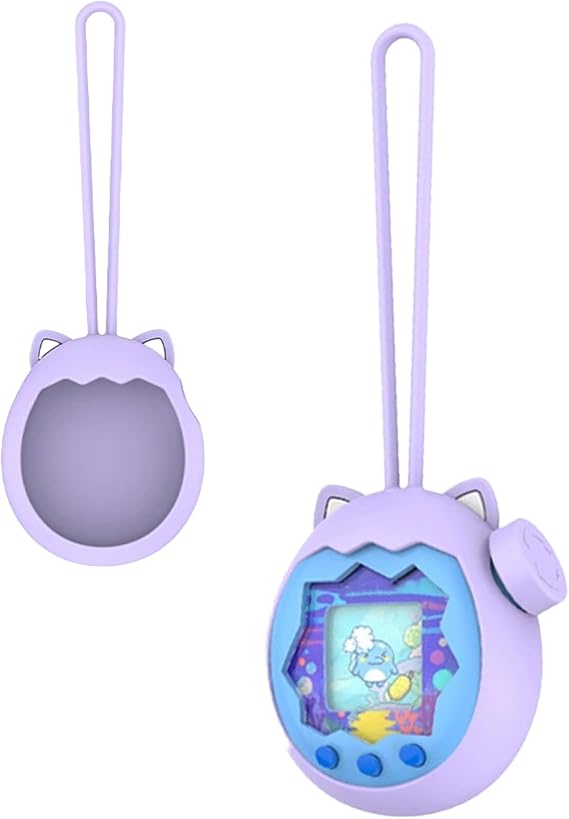 Silicone Case for Tamagotchi Paradise - Soft Protective Cover with lanyard,Comfortable,toergy Portable Anti-Scratch Skin for Pet Game Machine,Purple