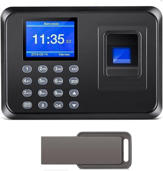 Employee Time Clock, Clocking in Machines for Small Business, Fingerprint Punch Card Machine with 2.4 TFT LCD Fingerprint Password, Checking-in Recorder for Business Scanner with 8G U-Disk