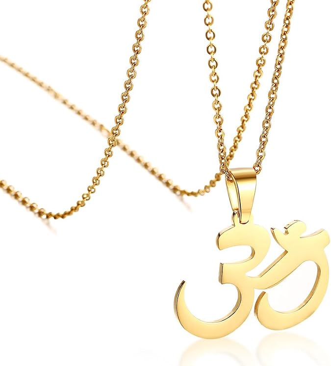 VNOX Om Yoga Pendant Necklace - Hindu Spiritual Amulet Jewelry with Sanskrit Symbol Om Aum Ohm/Lotus Pendant