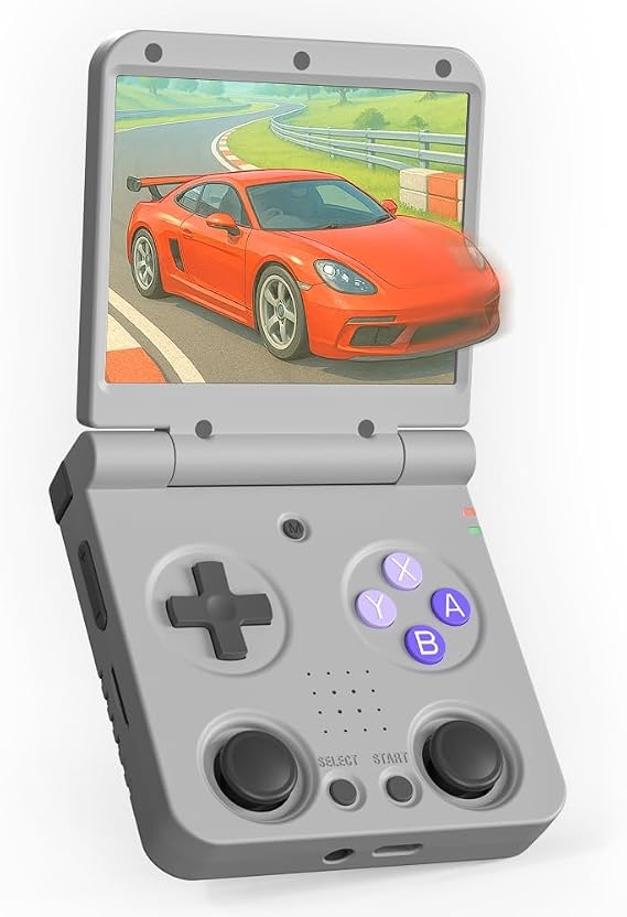 Miyoo Flip V2 Retro Handheld Game Console, 3.5'' IPS Display, RK3566 Chip, Dual Joysticks, HDMI & WiFi, 3000mAh Battery, Portable Emulator Console for Classic Games (GRAY-64GB)