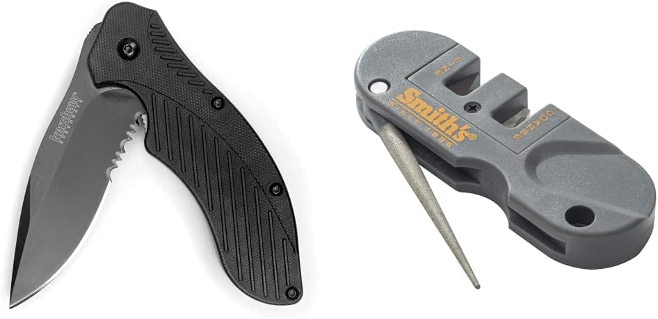 Kershaw Clash Pocket Knife, Black Serrated 1605CKTST; 3.1” Stainless Steel Blade with Black-Oxide Coating; Glass-Filled Nylon Handle with SpeedSafe Opening and Reversible Pocketclip; 4.3oz