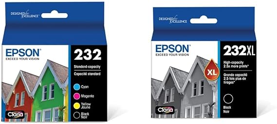 Epson T232 Black Ink Cartridge, High Capacity & T232 Black and Color Combo Ink Cartridges, Standard Capacity