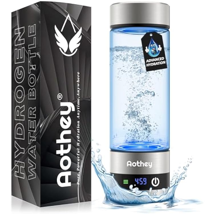 Hydrogen Water Bottle - Upgraded 1600ppb Portable Hydrogen Water Ionizer Machine, Rechargeable Gift Health Cup for Home, Office Silver