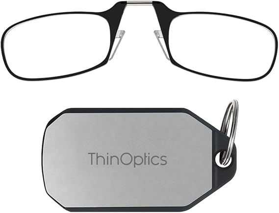ThinOptics Reading Glasses + Keychain Case | Black Frame, 1.00 Strength Readers - Amazon Bookstore Featured Product (KC1.0BLACKISR)