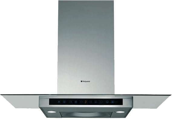 Hotpoint HTS93G Extra Quiet Flat Glass And Stainless Steel Chimney Cooker Hood