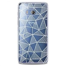 TPU Case Replacement for HTC Desire U20 5G 19 Plus U19e U11 Life 12S Ultra x10 Print Rectangle Phone Slim fit Lines Triangle Pattern White Design Clear Cute Soft Flexible Silicone Geometric
