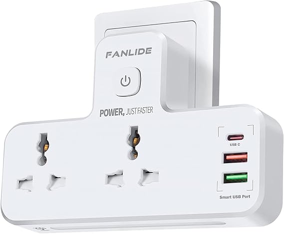 Wall Outlet Extender with Night Light and USB Ports, Multi Plug Outlets with 2 USB-A & 1 USB-C, Wide Space Power Strip, USB Wall Charger with 2 Universal Socket for Home Kitchen Office and Travel