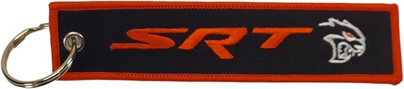 Dodge SRT Hellcat Redeye Logo embroidered Keychain 5" x 1" | SRT Hellcat Redeye logo front, Classic Dodge Rhombus logo back