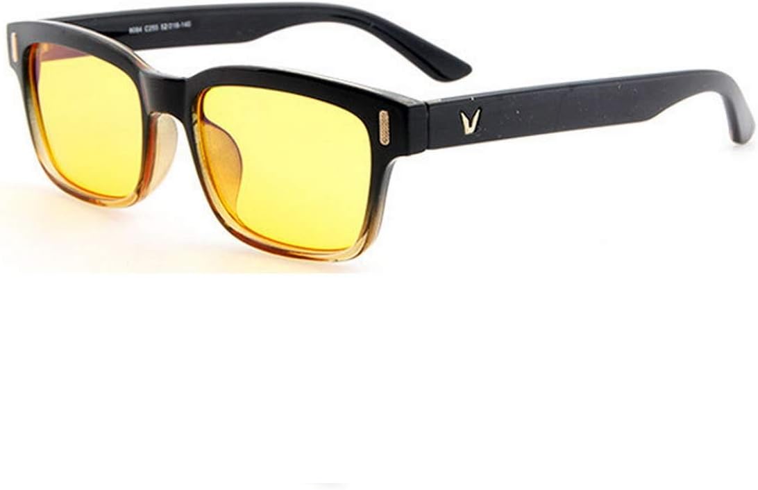 voso Blue Light Blocking Glasses Anti Glare Computer Gaming TV Anti UV Radial Reflex Filter Eyewear Eyeglasses Black Frame  Yellow Lens