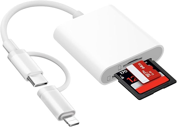 Loydia USB-C to SD Card Reader, [Apple MFi Certified]Lightning SD Card Reader for iPhone with SD/TF Dual Slot, Type-C MicroSD card Camera reader Adapter, Memory Card Adapter for iPhone/iPad/Mac/Laptop