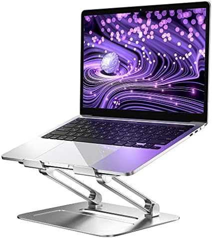 Adjustable Laptop Stand for Desk, Aluminum School Laptop Stand, Ergonomic Laptop Riser for Desk, Portable Notebook Stand Compatible with 10-15.6 Inches MacBook, Dell, Lenovo, and More Black