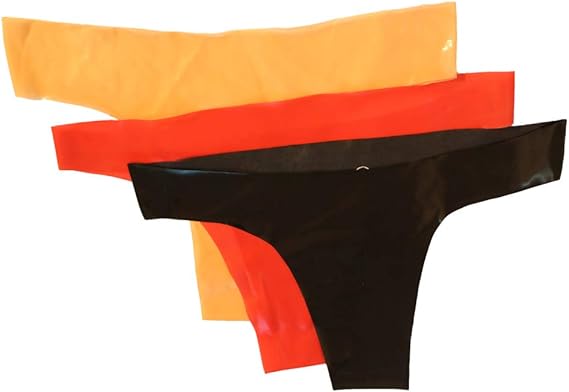 EXLATEX Latex Panties Womens Classic Rubber Low Waist Thong Briefs Underwear
