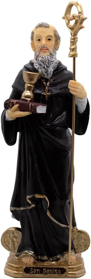 Saint Benedict | Patron Saint of Students and Europe | Christian Home Decoration | 8" Tall | Great Catholic Gift for Baptism, First Holy Communion, Confirmation, Graduation and Housewarming