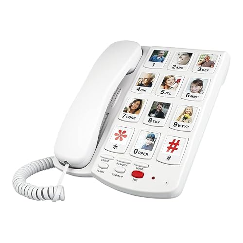Large Button Phone for Elderly with 10 Image Memory Keys, Amplification for Hearing Impairment and Alzheimers Disease