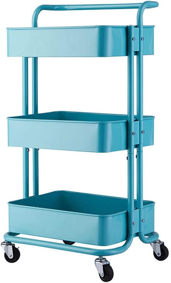 3-Tier Rolling Kitchen Cart with Shelves, Blue, 17.5"x14.5"x33.5", Versatile Sto for Bathroom and Kitchen, le nizer for Easy Access and Convenience