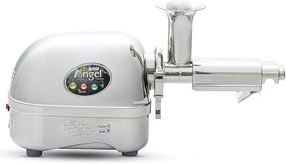 Angel Juicer AG-8500 Stainless Steel Premium Cold Press Slow Juicing Machine, SUS-316 Surgical Grade, Anti-Jamming Auto-Reverse Function, 3HP, 82RPM