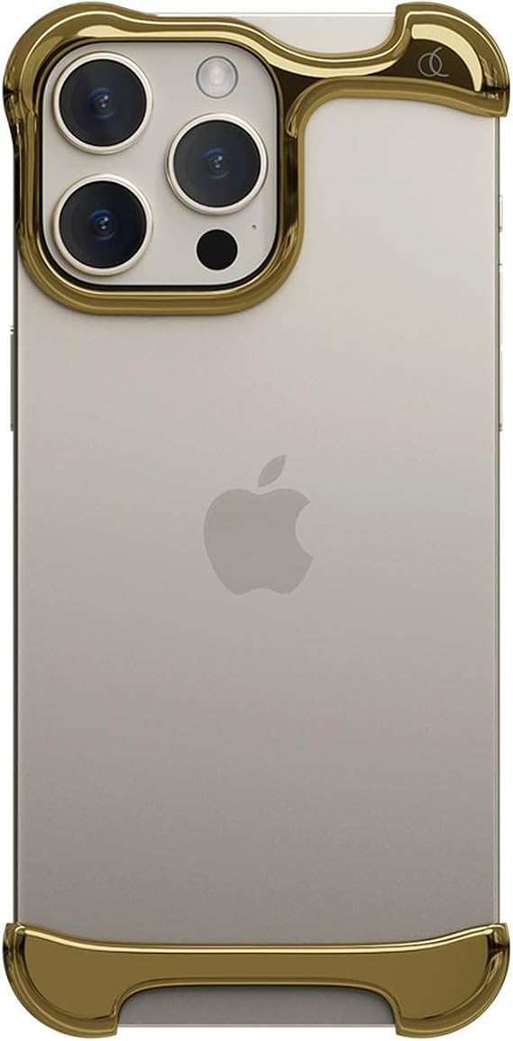Arc Pulse AC26351i15PR iPhone 15 Pro Case, Aluminum Bumper, Shockproof, Shock Absorbing, Aerospace Grade, European Design, Slide-On Installation, Protective Cover, Mirror Polished, Aluminum, PVD Coating, Magsafe Compatible, Lightweight, Mirror, Gold
