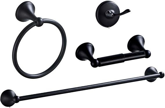Classic Bathroom Hardware Accessory 4-piece Set,Matt Black