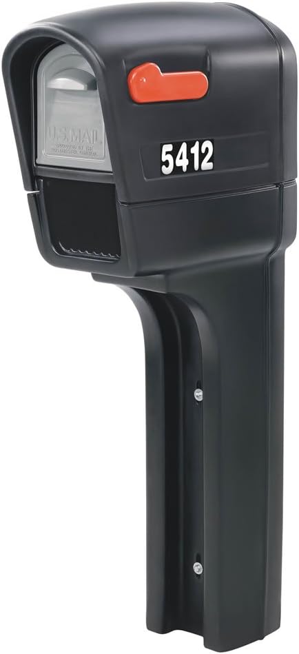 Step2 MailMaster Plus Mailbox & Post, Weather Resistant, Large Outdoor Mailboxes, Made of Durable Plastic, Easy to Install, Flag Included, Black