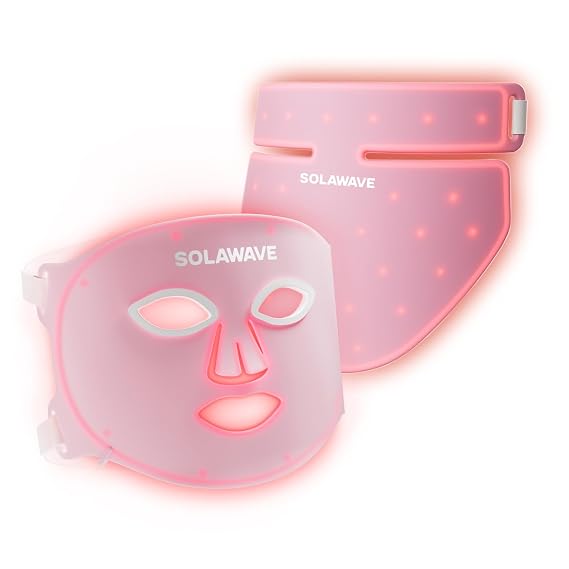 Solawave Light Therapy Face Mask & Neck and Chest Mask| Red, Deep Red, Near Infrared & Amber LED Lights