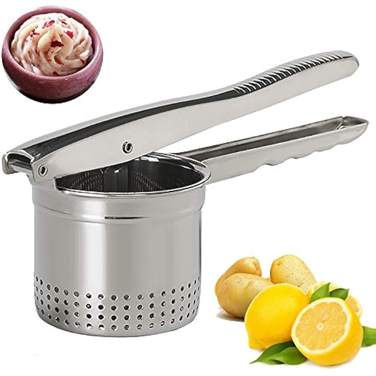 Stainless Steel Potato Ricer and Masher, Premium Manual Mashed Fruit Masher, Lemon Squeezer - Manual Citrus Press Juicer 13.7 oz