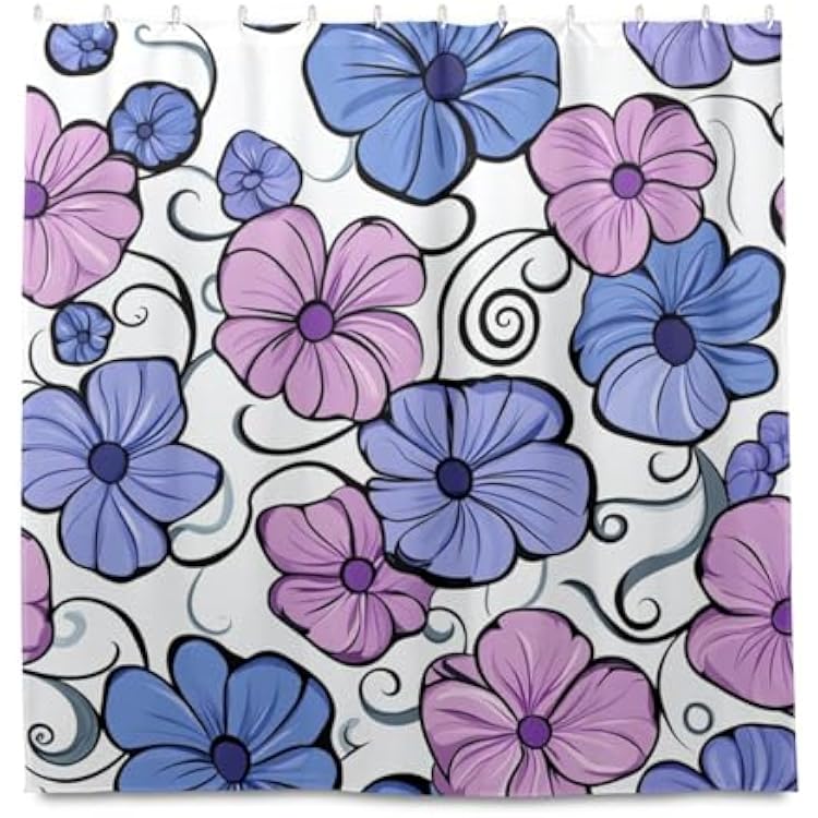 72x72 Inch Shower Water Proof Shower Curtain Bathroom with Hook New Zealand Koru Beauty Flowers Polyester Long Washable Shower Curtains Liner for Bathroom Decoration cortinas para ba?o