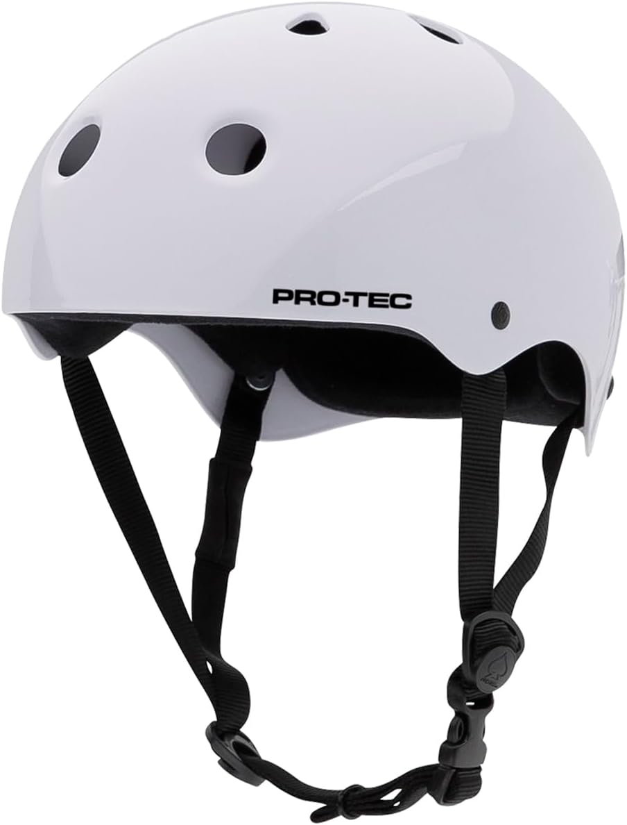 PRO-TEC Skateboard Helmet, Classic Skate Gloss, White
