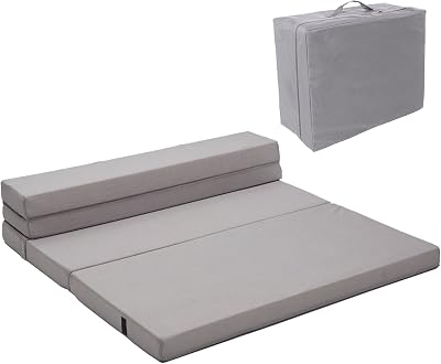 BDEUS Folding Mattress Folding Sofa 4 Breathable High-Density Foam Mattress Topper, Portable Guest Bed with Removable&Washable Cover, 60 x 80 inches
