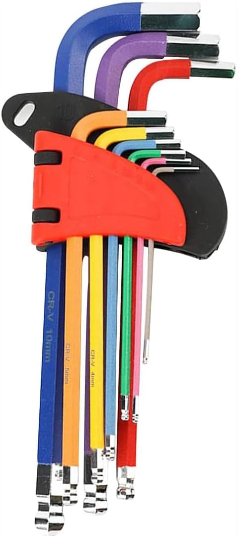 Colored hexagonal 9-piece set with ball wrench and hexagonal L-key set -Hex