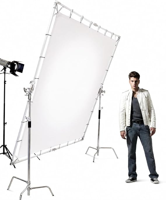 Glow 8x8' Butterfly Light Modifier Scrim Kit w/Lightweight Collapsible Aluminum Frame, Three Diffuser Screen Fabric and Carry Case, Perfect for Still/Video Portrait