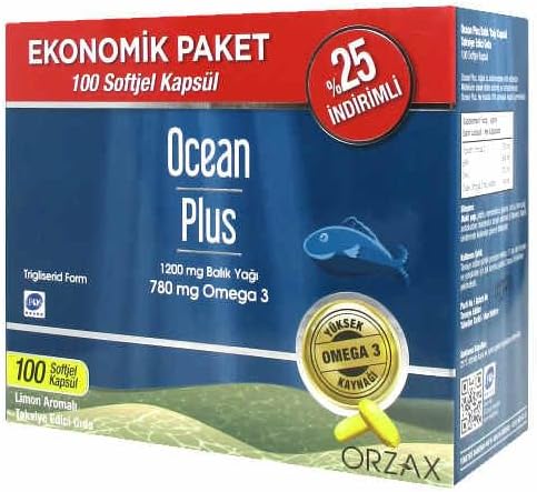 Ocean Plus 1200 Mg Omega3 Balık Yağı 100 Kapsül