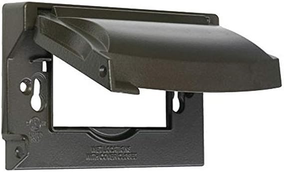 Hubbell-Bell MX1250Z 1-Gang Flip Weatherproof Cover, Universal Metal 12-in-1 Outlet Outdoor Receptacle Protector, Vertical/Horizontal, Bronze