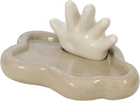 Wedding Ring Holder Dish, Wedding Gifts for Women, Entryway Storage Tray,Engagement Ring Dish Jewelry Dish with Ring Stand, Ceramic Jewelry Holder for Rings Earrings Necklace(Gray)
