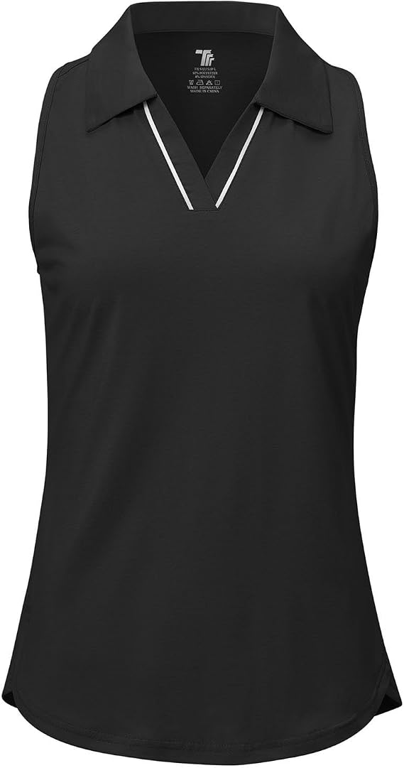 YSENTO Womens Golf Shirts Racerback Tank Tops Sleeveless V Neck Collared Quick Dry UPF 50+ Polo Tennis Shirts Outfits Clothes