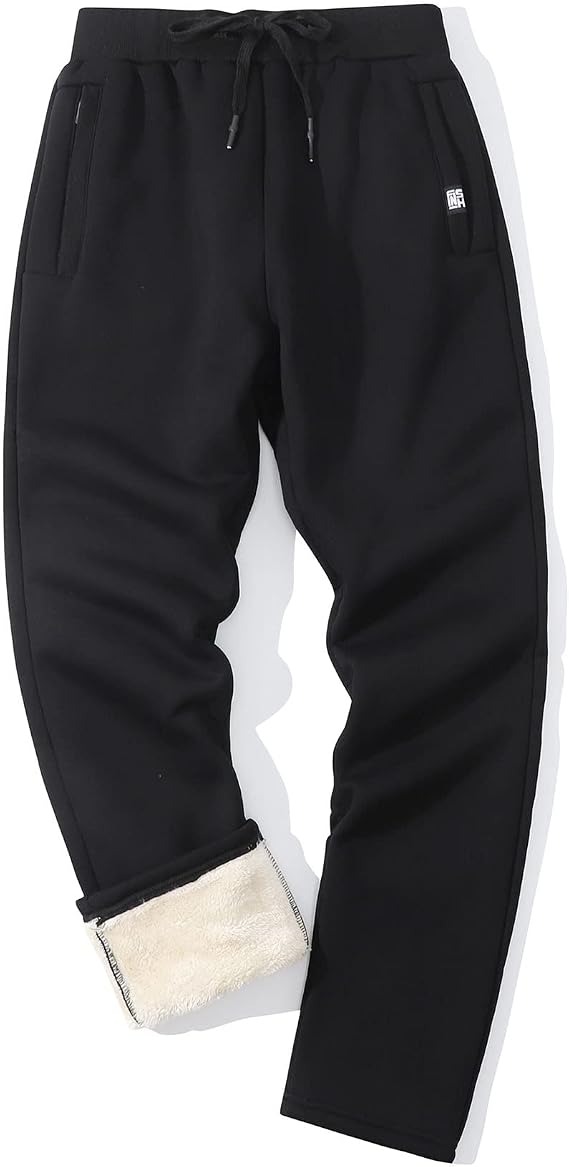 PEHMEA Fleece Joggers Pants for Men Winter Active Running Sherpa Lined Sweatpants