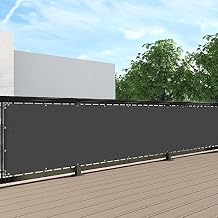SunnyRoyal 3'x12' Balcony Privacy Fence Screen Apartment Railing Deck Cover, 3FT Outdoor Patio Screens with Zip Ties, HDPE Shade Cloth with Grommets, Mesh Fabric for Porch Backyard, Black