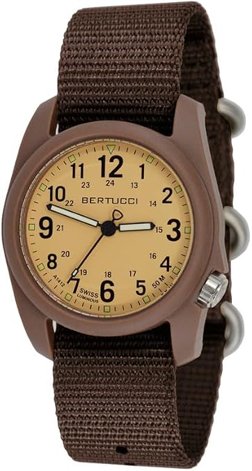 BERTUCCI DX3 Field Watch | Patrol KhakiTM dial, Dark Khaki case | Field Brown Nylon Band
