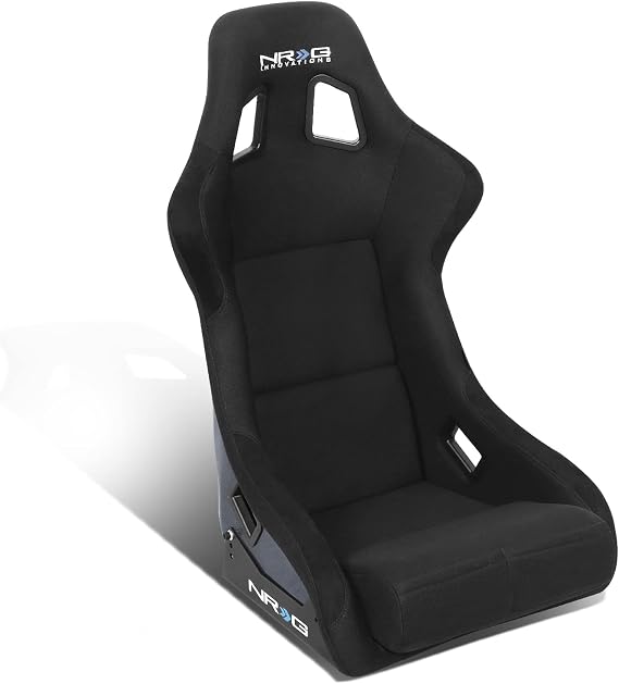 NRG Innovations NRG-RSC-302CF-BL Fixed Back Bucket Racing Seat with Universal Side Mount Bracket,Blue Carbon Fiber Back