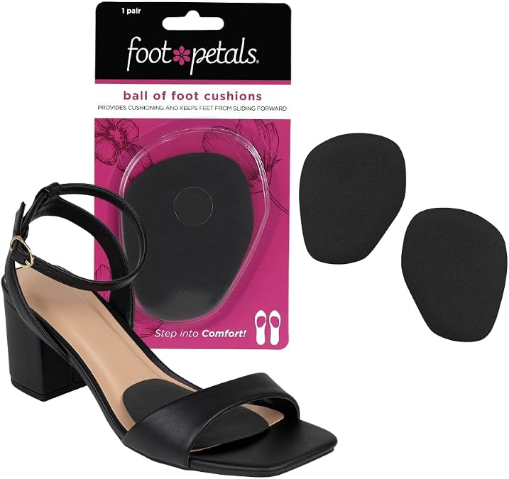 Foot Petals Ball of Foot Cushions, Metatarsal Pad, Lasting Comfort Relief, Prevent Toe Sliding, Overhang, Women's Heels