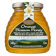 Heather Hills Farm Raw Spanish Orange Blossom Honey 340g (12oz) | Pure, Natural, Artisan Monofloral Honey from Spain in Glass Jar | Unfiltered & Unpasteurized, Delicately Sweet Citrus Finish