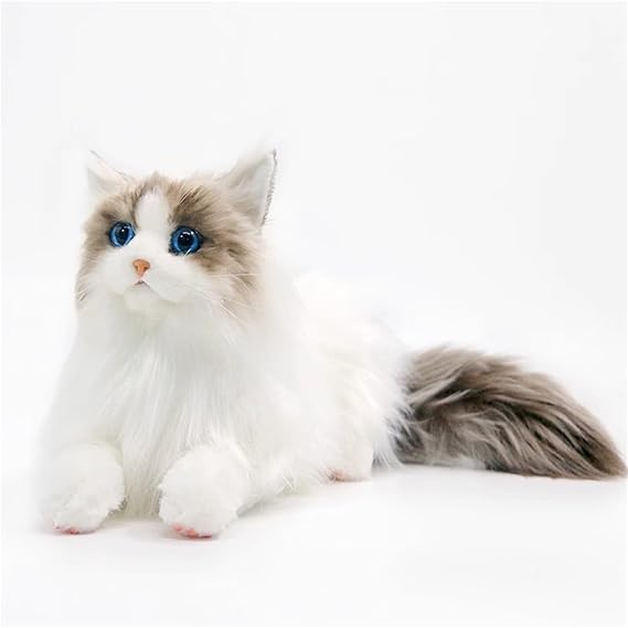 Ragdoll Plush Cat, Realistic Plush Toy, Cute Cat Decoration, Lying Pose, Super Fluffy, Soft Stuffed Animal, Gifts for Boys and Girls (25 * 18cm,Standard)