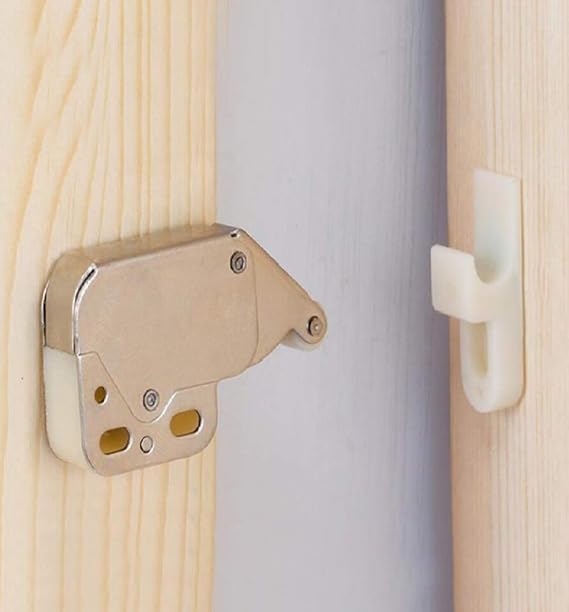 (4 Pack ) Automatic Spring Snap System Push-in Touch Lock Mini Tip Latch Cabinet Door Furniture Safety Lock