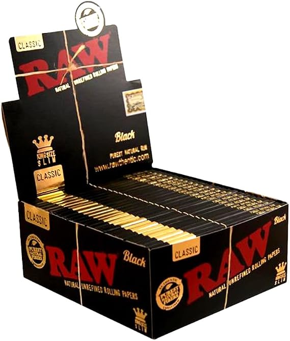 RAW Black King Size Slim Classic Ultra Thin 50 Booklets of 32 Sheets, 4.65 x 4.49 x 1.97