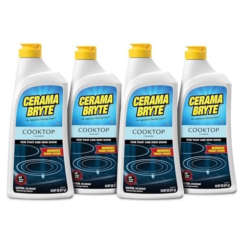 Cerama Bryte Removes Tough Stains Cooktop and Stove Top Cleaner for Glass - Ceramic Surfaces, 18 Ounces, 4 Pack