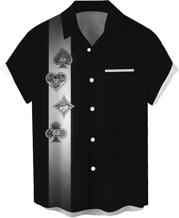 Deer Lady Mens Bowling Shirt Short Sleeve Vintage Printed Funny Camp Shirt Casual Button Down Shirt Team Beach Summer