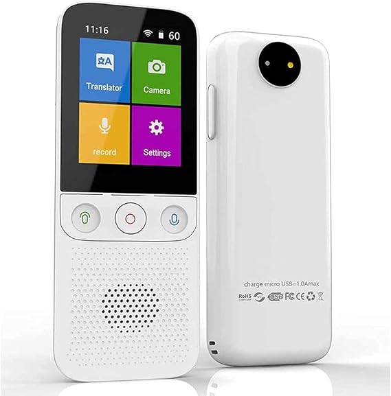 Instant Language Translator Device, Voice Smart Pocket Translator Device 138 Languages Two Way Translator Travel WiFi/Offline 2.4 Inch Touch Screen Camera Translation Decoration